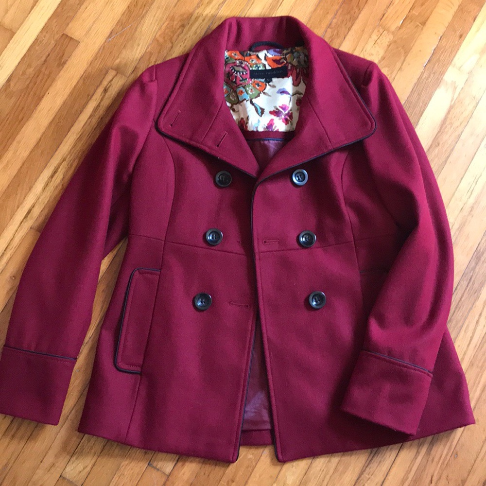 Steve Madden red pea coat